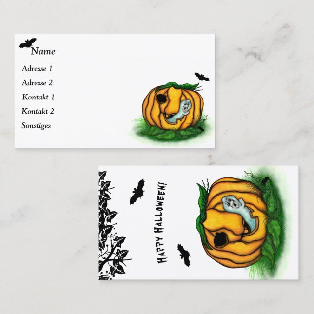 The Ghost of Halloween , Bat , Ghost and Spider Business Card (Front/Back)