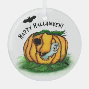 The Ghost of Halloween , Bat , Ghost and Spider Glass Tree Decoration