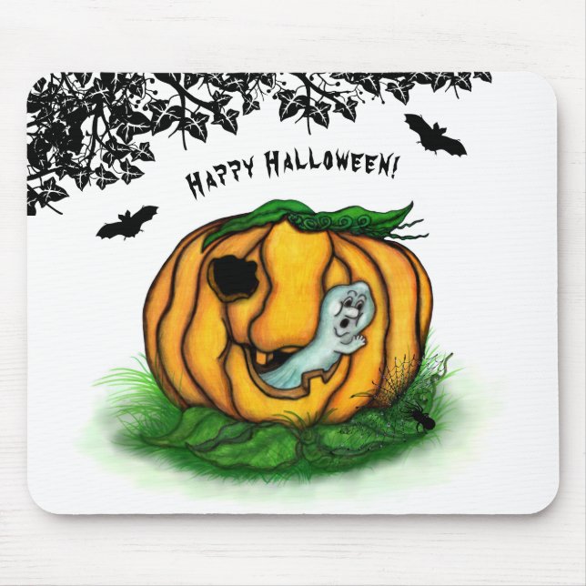 The Ghost of Halloween , Bat , Ghost and Spider Mouse Pad (Front)