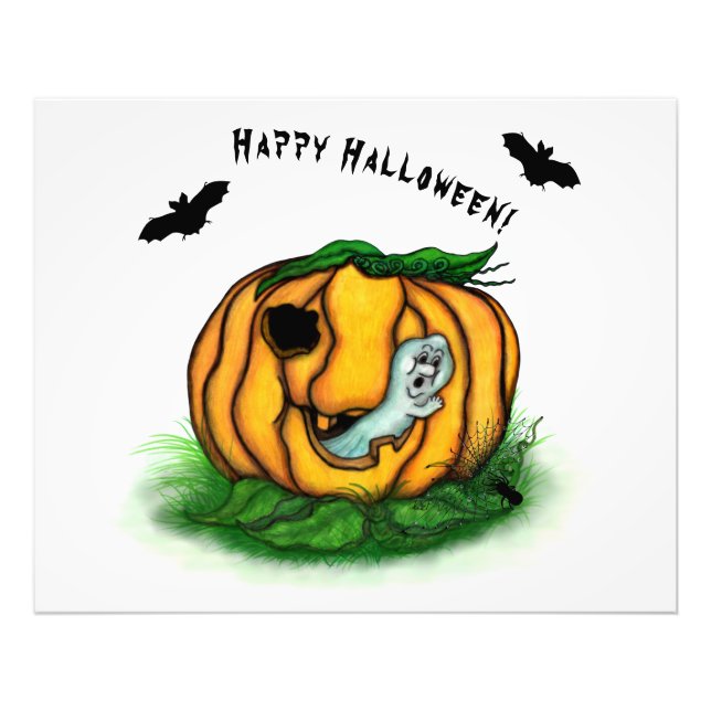 The Ghost of Halloween , Bat , Ghost and Spider Photo Print (Front)