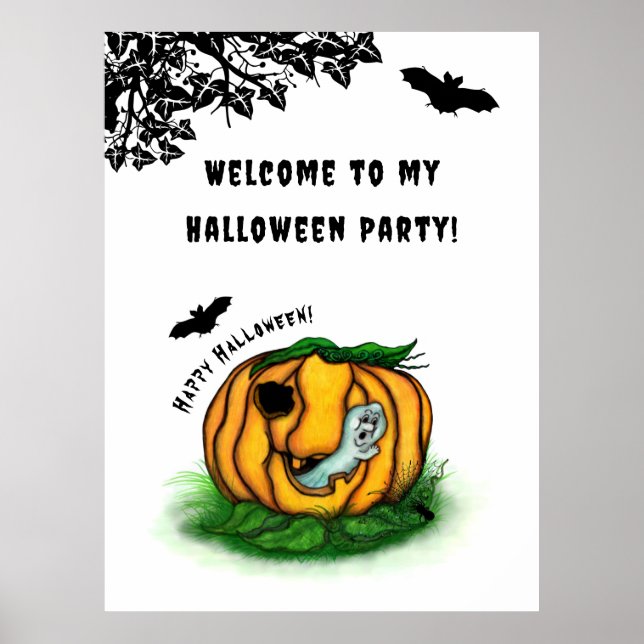 The Ghost of Halloween , Bat , Ghost and Spider Poster (Front)