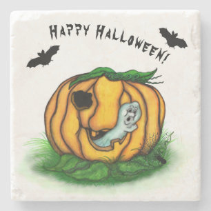 The Ghost of Halloween , Bat , Ghost and Spider Stone Coaster