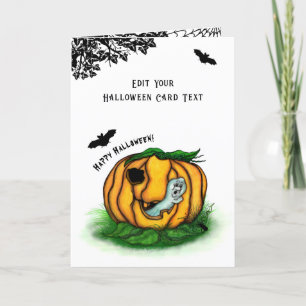 The Ghost of Halloween , Bat , Ghost and Spider Thank You Card