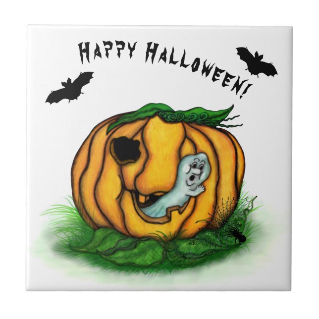 The Ghost of Halloween , Bat , Ghost and Spider Tile (Front)