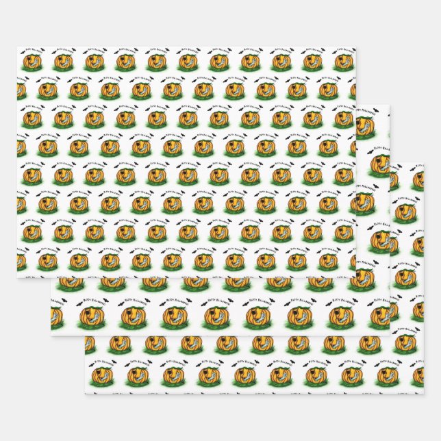 The Ghost of Halloween , Bat , Ghost and Spider Wrapping Paper Sheet (Set)