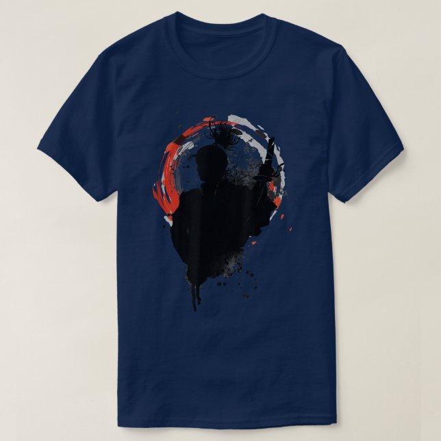 The Ghost Samurai Mask Warrior Samurai Swords Bush T-Shirt (Design Front)