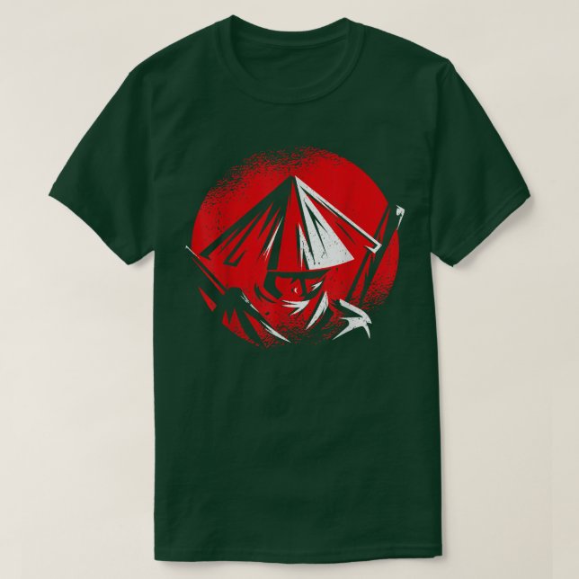 The Ghost Samurai Mask Warrior Samurai Swords Bush T-Shirt (Design Front)