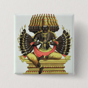 The Giant Ravana (colour litho) 15 Cm Square Badge