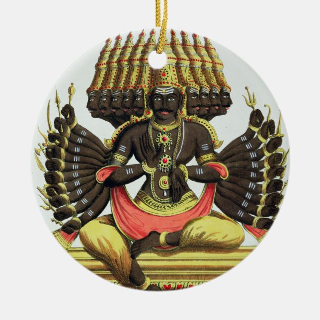 The Giant Ravana (colour litho) Ceramic Tree Decoration (Front)