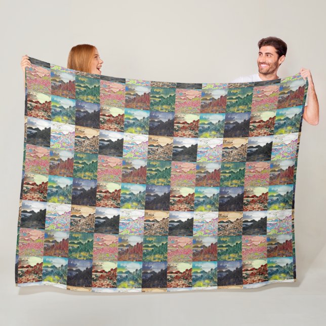 The Giant's Causeway...Northern Ireland Collage Fleece Blanket (In Situ)