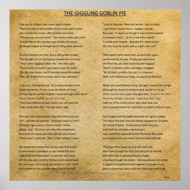 THE GIGGLING GOBLIN PIE POSTER (Front)