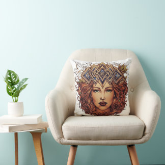 The Gilded Crown: Mythical Queen Portrait Cushion