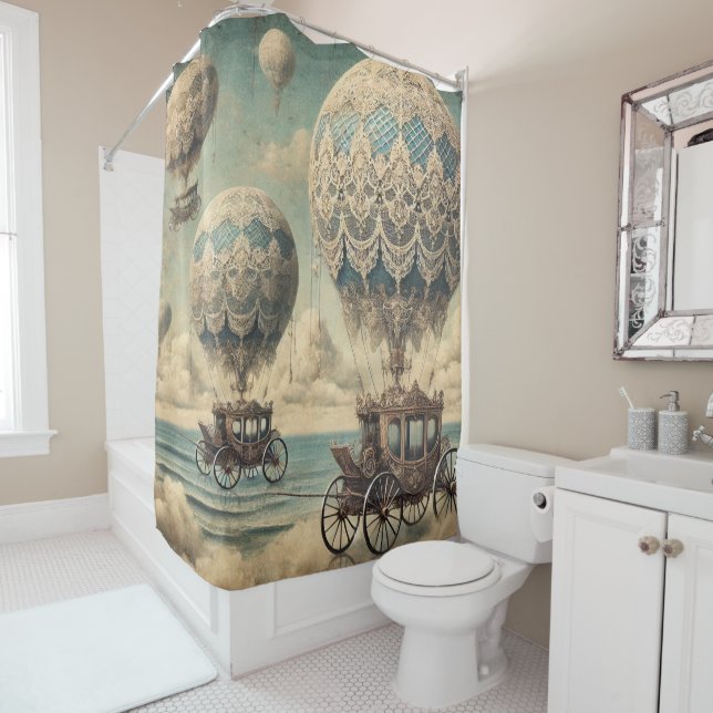 The Gilded Draught – Surreal Art Design Shower Curtain (In Situ)