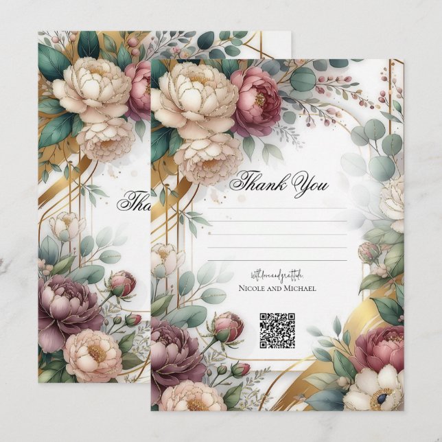 The Gilded Secret Garden Floral Glam Wedding Invitation (Front/Back)