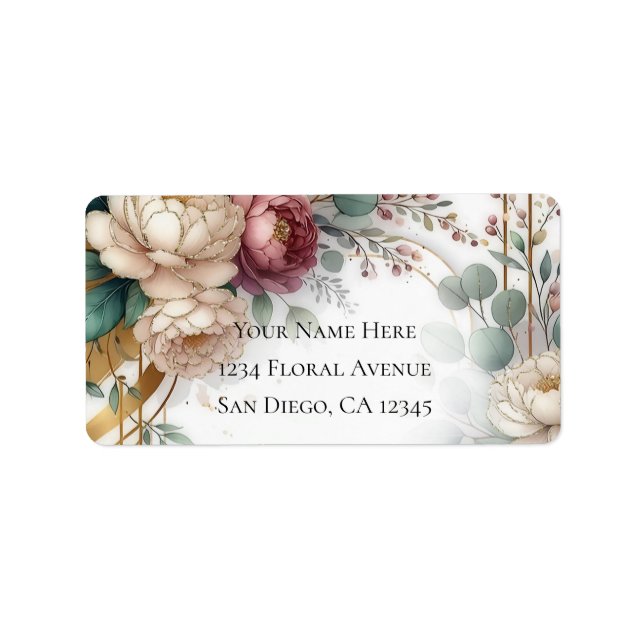 The Gilded Secret Garden Floral Glam Wedding  Label (Front)