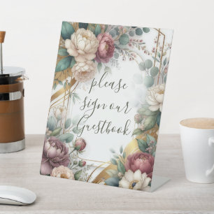 The Gilded Secret Garden Floral Glam Wedding Pedestal Sign