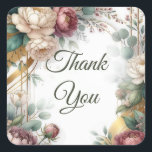 The Gilded Secret Garden Floral Glam Wedding  Square Sticker<br><div class="desc">Matching items available.</div>