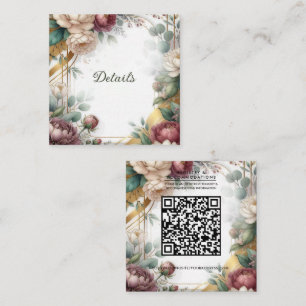 The Gilded Secret Garden Floral Wedding Details Square Business Card