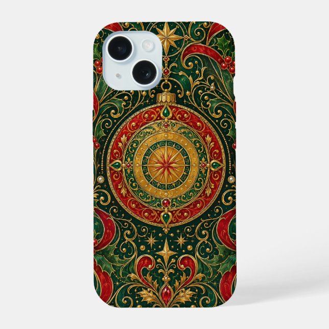 The Gilded Yuletide Compass iPhone 15 Case (Back)