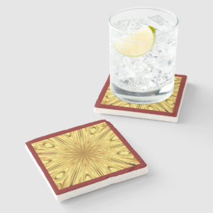 The Gilded Zenith: Molten Gold & Deep Crimson Ent Stone Coaster