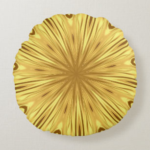 The Gilded Zenith: Molten Gold & Deep Crimson Luxu Round Cushion