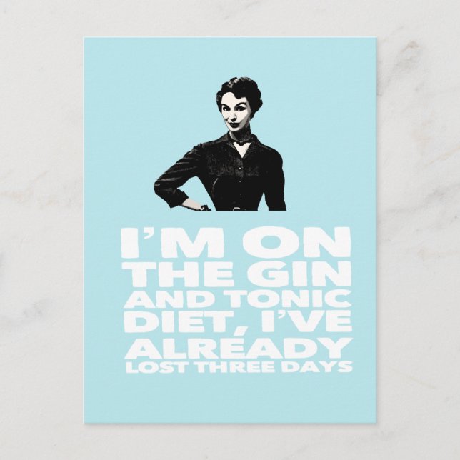 the Gin and Tonic Diet vintage lady Postcard (Front)