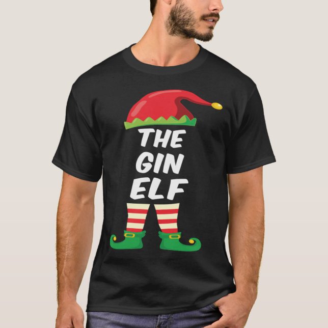 The Gin Elf Family Matching Funny Christmas Costum T-Shirt (Front)