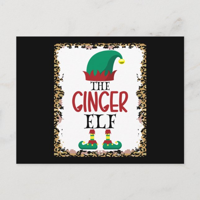 The Ginger Elf Leopard Elf Christmas Gift Postcard (Front)