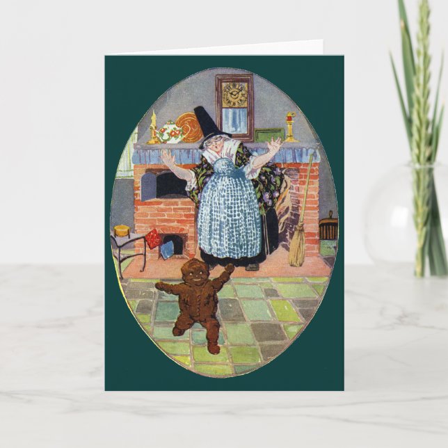 The Gingerbread Boy Jumps Out of the Oven Holiday Card (Front)