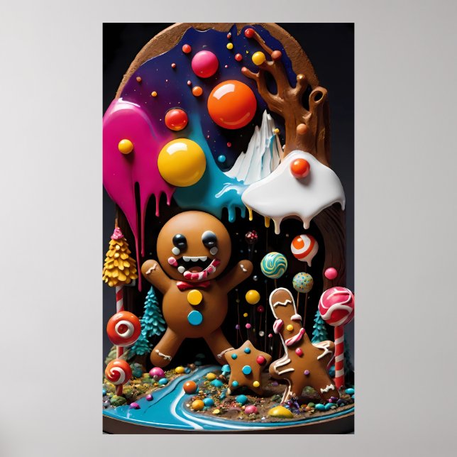 The Gingerbread Glutton - Ken Gauge Surreal Art Poster (Front)