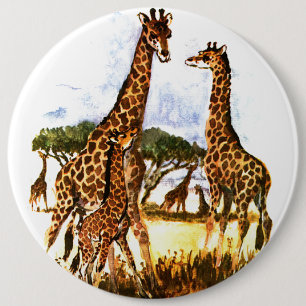 The Giraffe Family - 6 Cm Round Badge