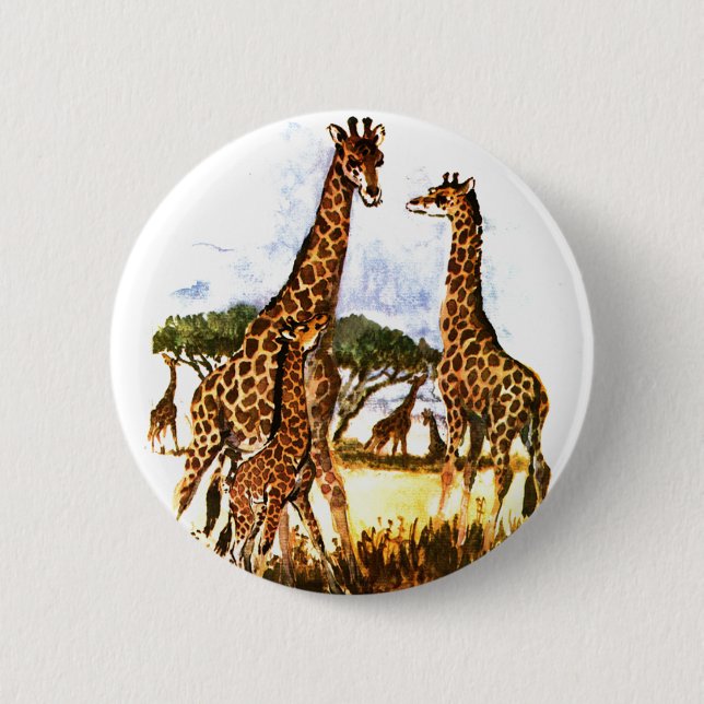 The Giraffe Family - 6 Cm Round Badge (Front)
