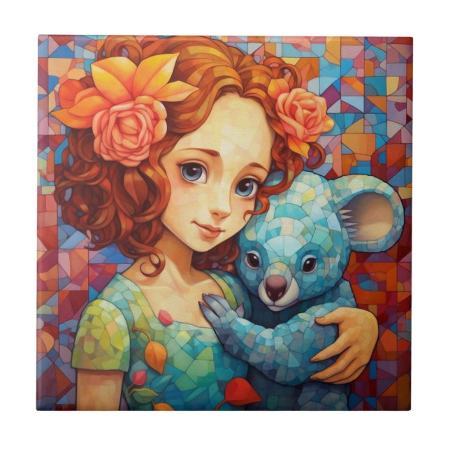 The girl and koala tile (Front)