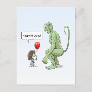 The Girl and The Big Green Goblin Postcard
