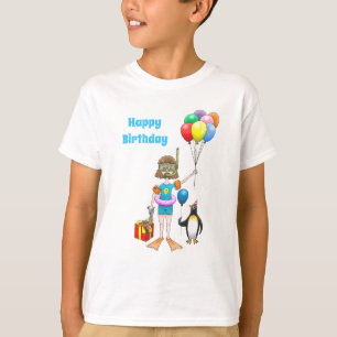 The girl and the penguin with balloons T-Shirt