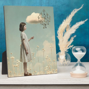 The Girl & Her Key Kite   Storybook Tabletop Art Plaque