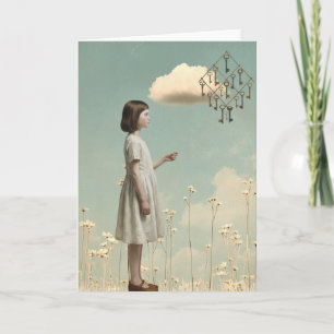The Girl & Her Key Kite Surreal Storybook Card