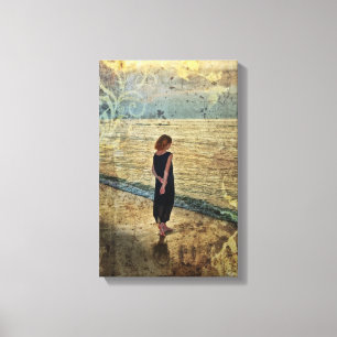 The girl on the beach canvas print