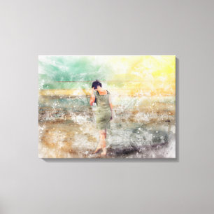 The girl on the beach canvas print