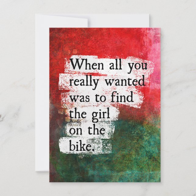 The Girl On The Bike Greeting Card (Front)