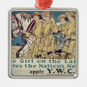 The Girl on the Land Serves the Nation's Need Metal Tree Decoration
