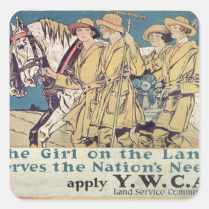 The Girl on the Land Serves the Nation's Need Square Sticker