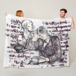 The girl reading a book fleece blanket