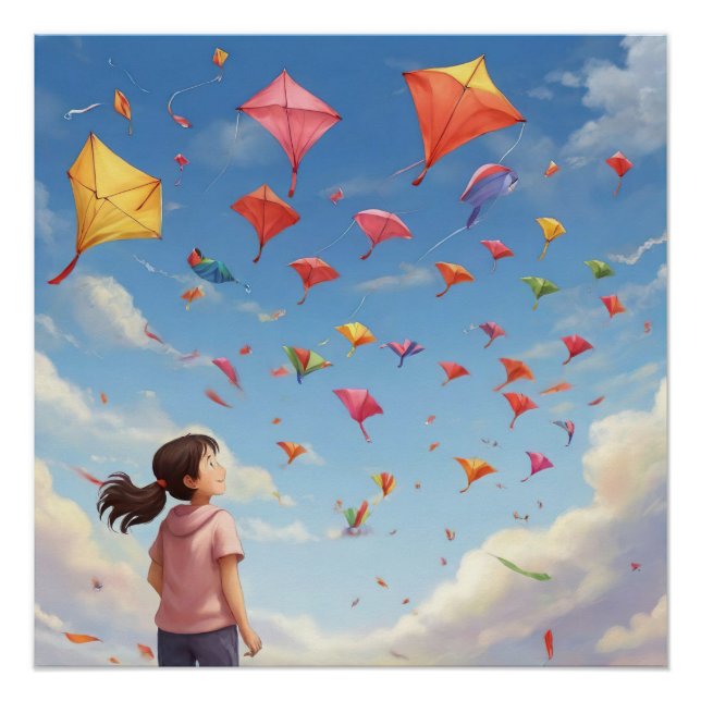 the girl watching the kites poster (Front)