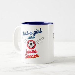 The girl who loves soccer Two-Tone coffee mug