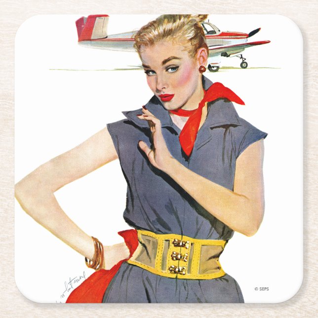 The Girl Who Stole Aeroplanes Square Paper Coaster (Front)