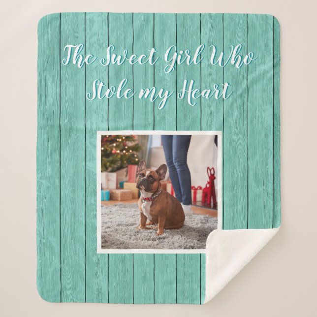 The Girl Who Stole My Heart Pet Photo Sherpa Blanket (Front)