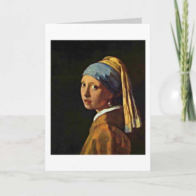 The Girl With A Pearl Earring By Johannes Vermeer Card (Front)