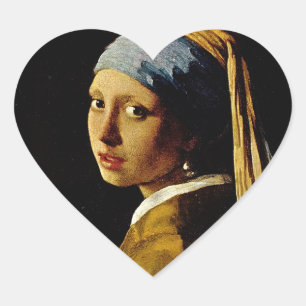 The Girl with a Turban/Girl with the Pearl Earring Heart Sticker