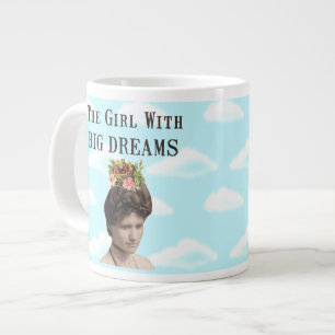 The Girl With Big Dreams Vintage Photo Collage Large Coffee Mug
